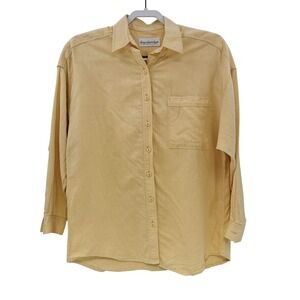 Giorgio Sant Angelo Shirt Mens‎ Small Yellow Linen Blend Button Up Casual Pocket